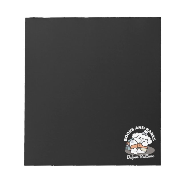Books and Barks – Cute Sleepy Dog Reading Design Notepad (Front)