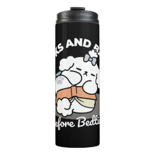 Books and Barks – Cute Sleepy Dog Reading Design Thermal Tumbler