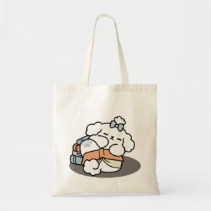 Books and Barks – Cute Sleepy Dog Reading Design Tote Bag