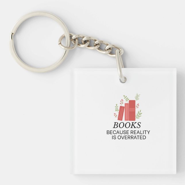 Books and Botanical Bliss Keychain (Front)