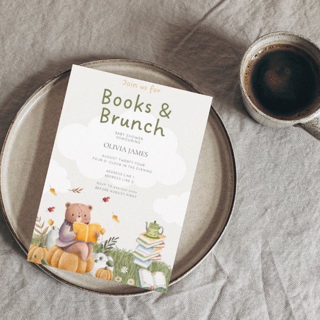 Books and Brunch storybook baby shower Invitation (Creator Uploaded)