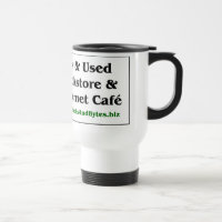 Books and Bytes travel mug, white