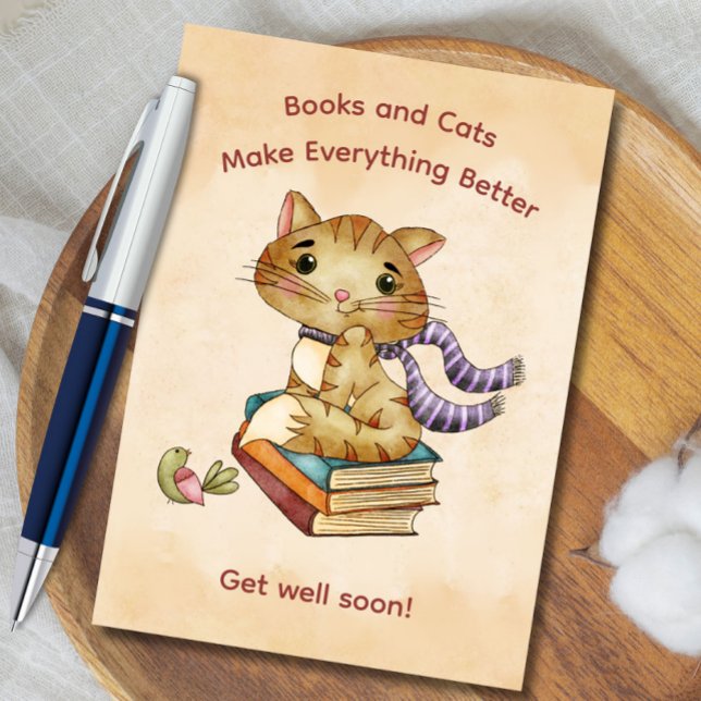 Books and Cats Get Well Card (Creator Uploaded)