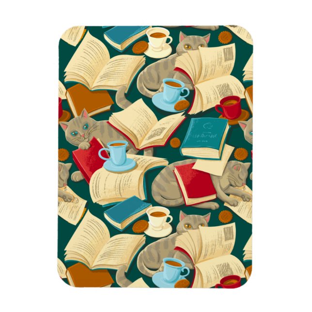Books and cats magnet (Vertical)
