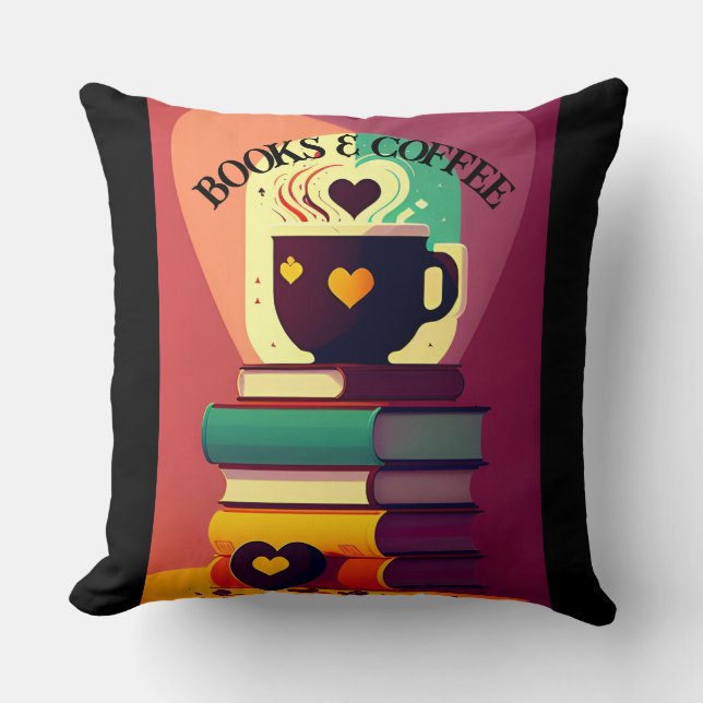 Books And Coffee 2 Throw Pillow (Front)