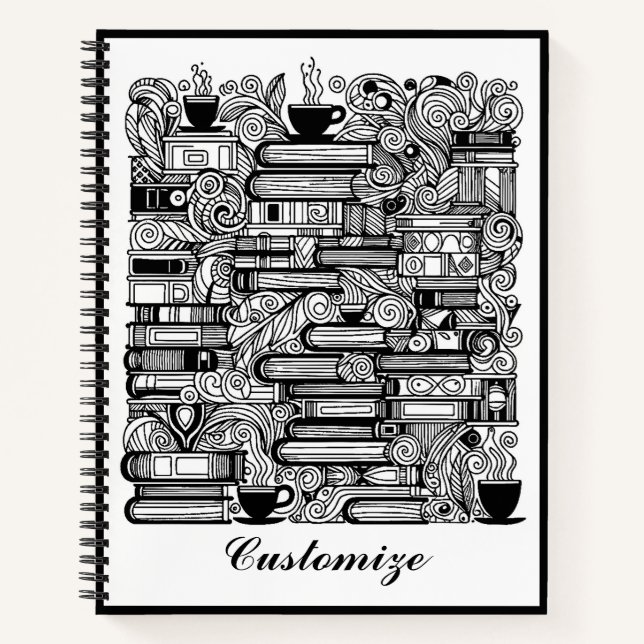 Books And Coffee Colour Me Doodle   (Front)