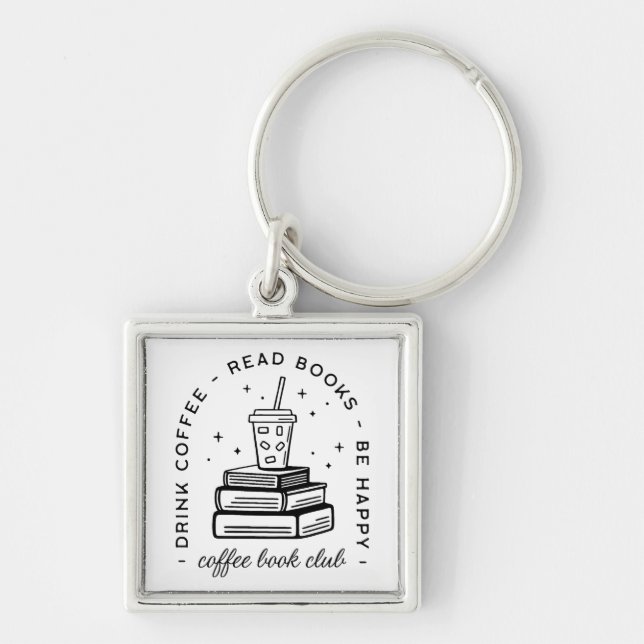 Books and coffee lover club bookish keychain (Front)