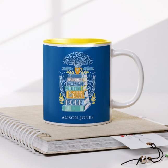 Books and Coffee Lover Personalized  Two-Tone Coffee Mug (Creator Uploaded)