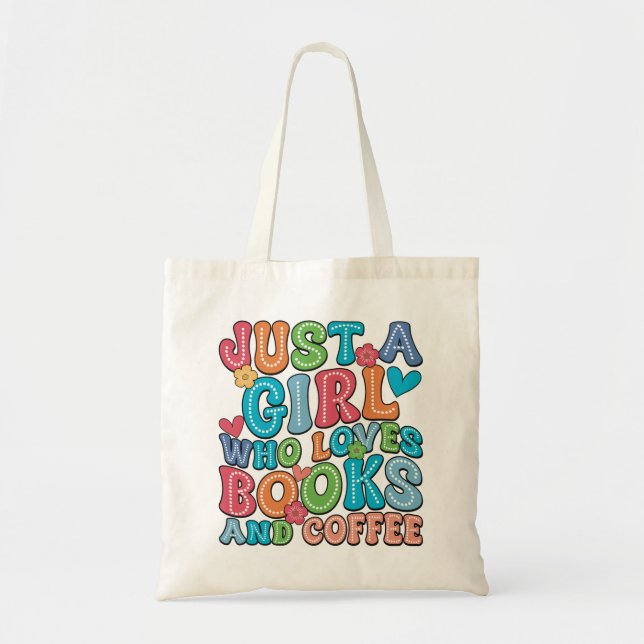 Books and Coffee Lover Tote Bag (Front)