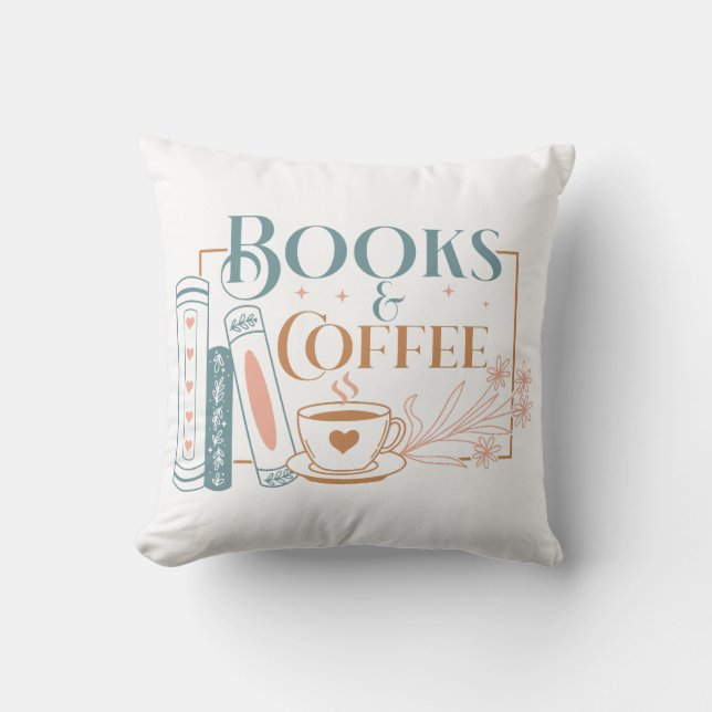 Books And Coffee Throw Pillow (Front)