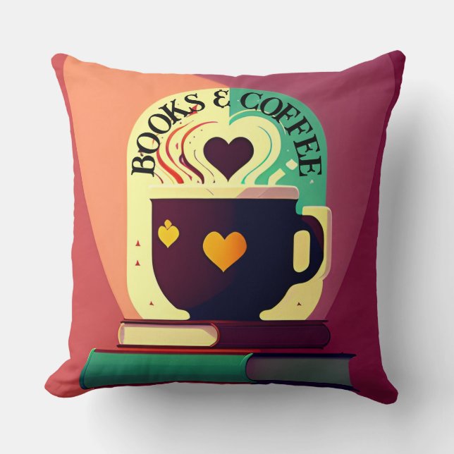 Books And Coffee Throw Pillow (Front)