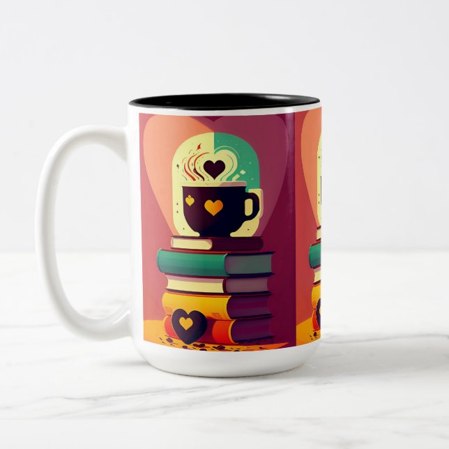 Books And Coffee Two-Tone Coffee Mug (Left)