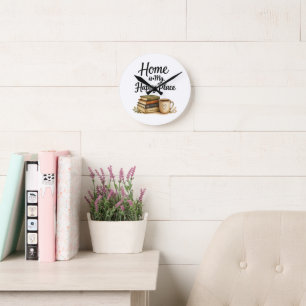 Books and Coffee - Vintage Book Round Clock