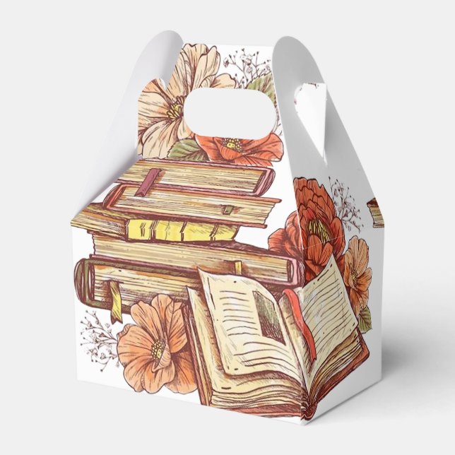 Books And Flowers Gable Favor Box (Back Side)