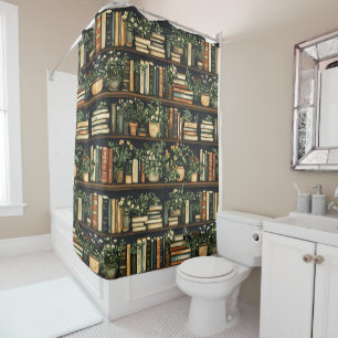 Books and Flowers Shower Curtain