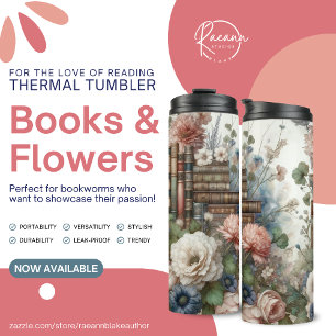 Books and Flowers Thermal Tumbler