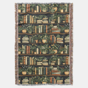 Books and Flowers Throw Blanket
