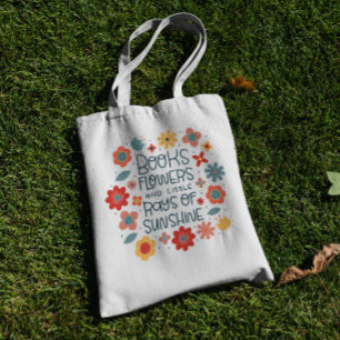 Books And Flowers Tote Bag