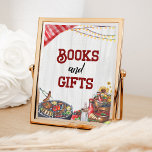 Books and Gifts BBQ Backyard Rustic Baby Shower Poster<br><div class="desc">Books and Gifts BBQ Backyard Rustic Baby Shower Poster.</div>