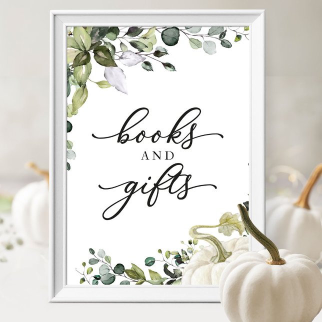 Books and Gifts Greenery Baby Shower Sign (Creator Uploaded)