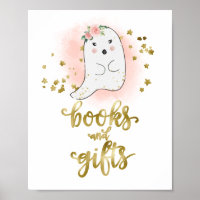 Books and Gifts Pumpkin Floral Baby Shower Sign