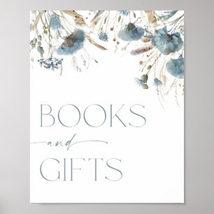 Books and gifts sign boho dusty blue wildflower