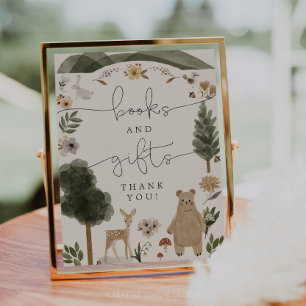 Books And Gifts Sign Boho Woodland Baby Shower