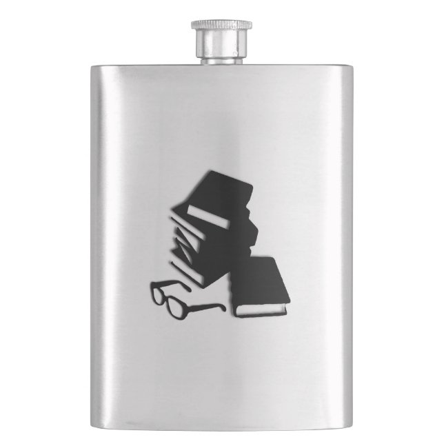 Books and Glasses Hip Flask (Front)