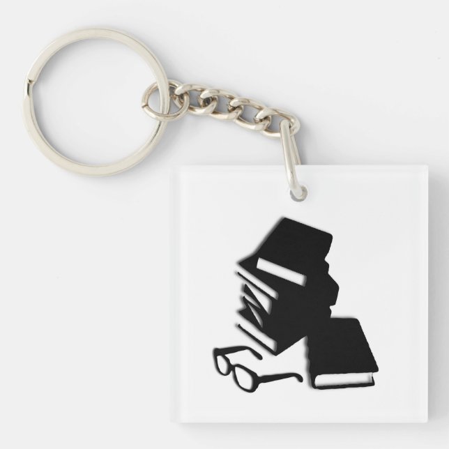 Books and Glasses Keychain (Front)