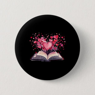 Books And Hearts Teacher Bookworm Bookish Valentin 2 Inch Round Button