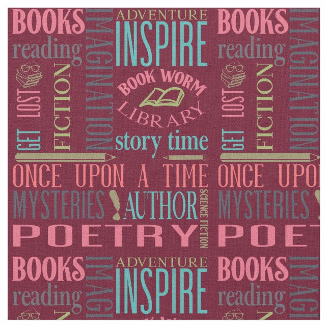 Books and Library Subway Art  Fabric (Close Up)