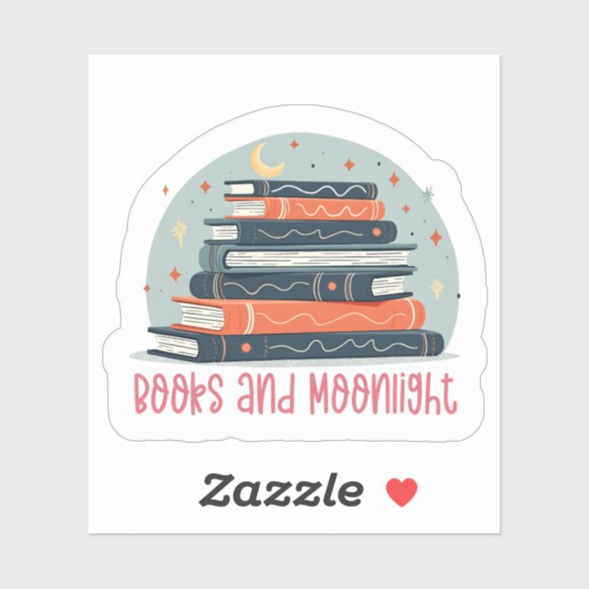 Books and Moonlight Sticker (Feuille)