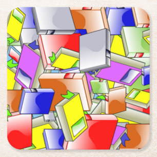 Books and More Books Square Paper Coaster