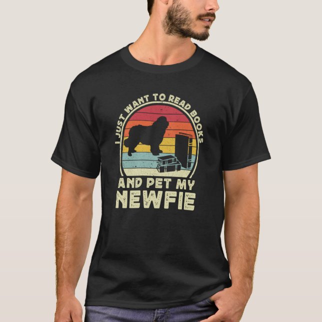 Books And Newfie For Men Women Newfoundland Dog Da T-Shirt (Front)