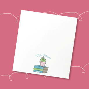 Books and Plant Personalized Teacher Notepad