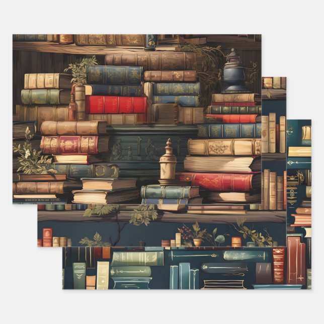 Books And Plants Wrapping Paper Sheet (Set)
