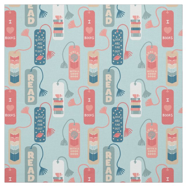 Books and Reading Themed Bookmarks Patterned Fabric (Swatch)