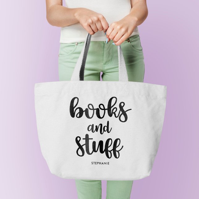 Books and Stuff Personalized Large Tote Bag (Creator Uploaded)