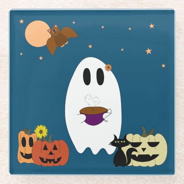 Books and Tea Glass Coaster (Front)