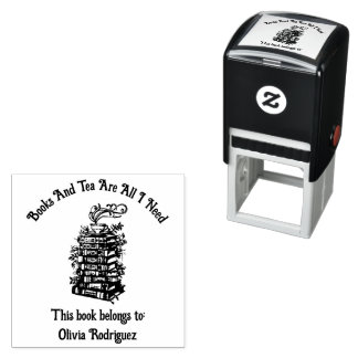Books and Tea Self-inking Stamp