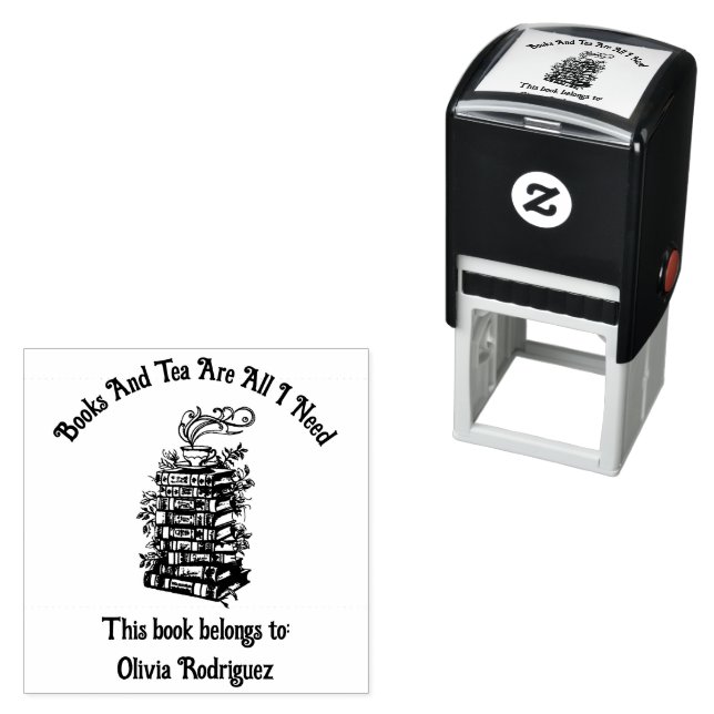 Books and Tea  Self-inking Stamp (In Situ)