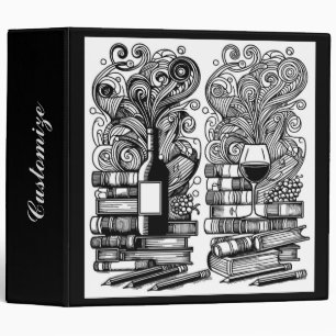 Books And Wine Colour Me Doodle Binder