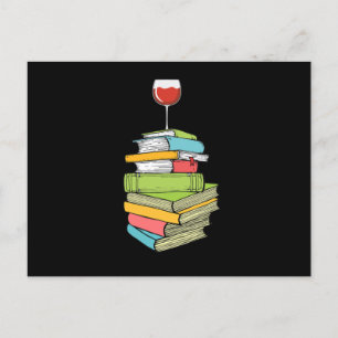 Books And Wine I Love Reading Books Postcard