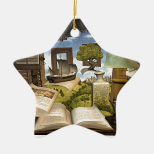 Books are knowledge! ceramic ornament