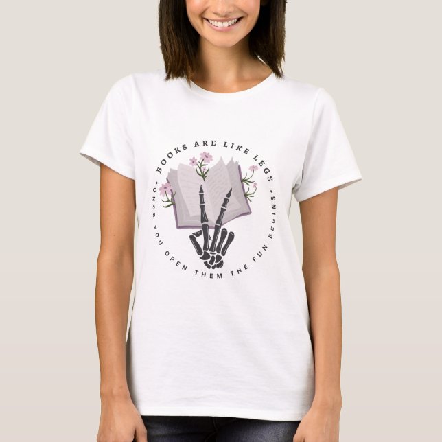 Books Are Like Legs womans shirt by M.D. LaBelle (Front)