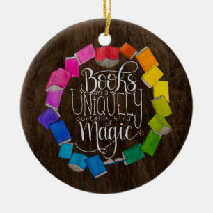 Books are Magic Ceramic Ornament