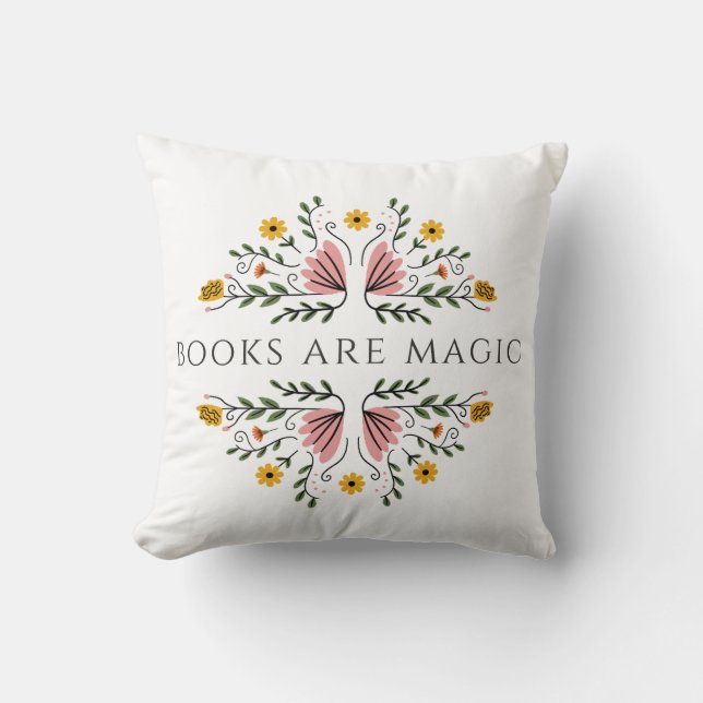 Books Are Magic Throw Pillow (Front)
