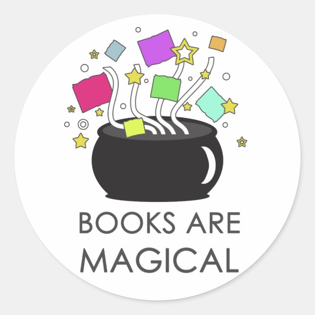 Books Are Magical Classic Round Sticker (Front)