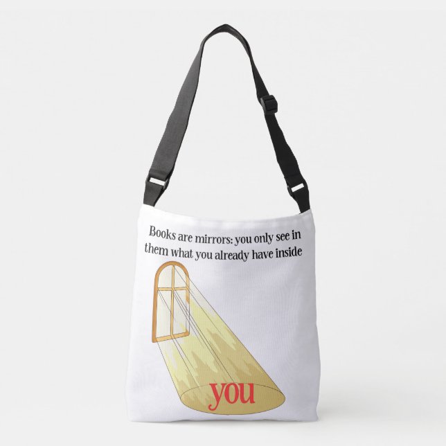 Books Are Mirrors Reader Quote Yellow Window Crossbody Bag (Front)