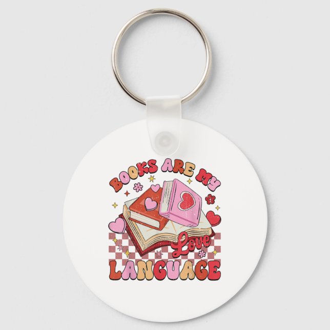 Books Are My Love Language Reading Lover Librarian Keychain (Front)